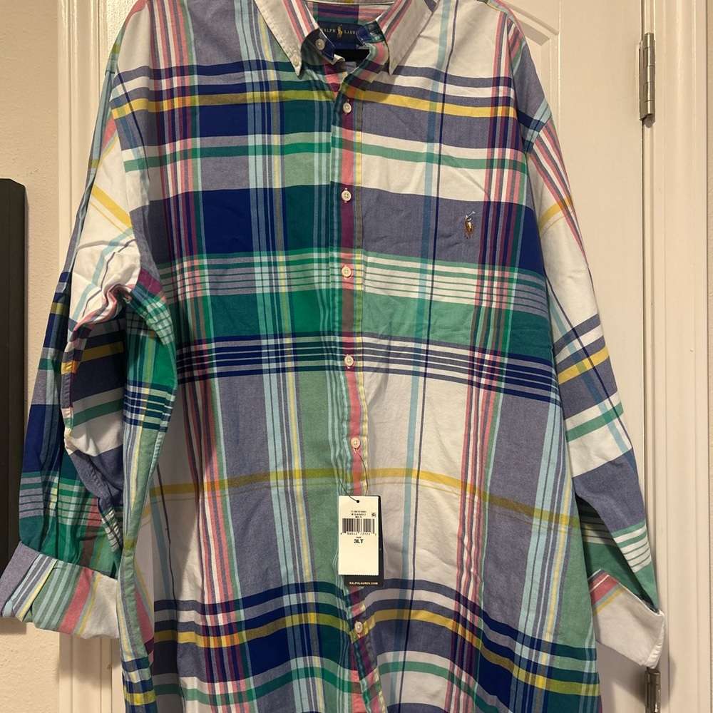 Ralph Lauren Blue and Green Casual Button Down Shirt